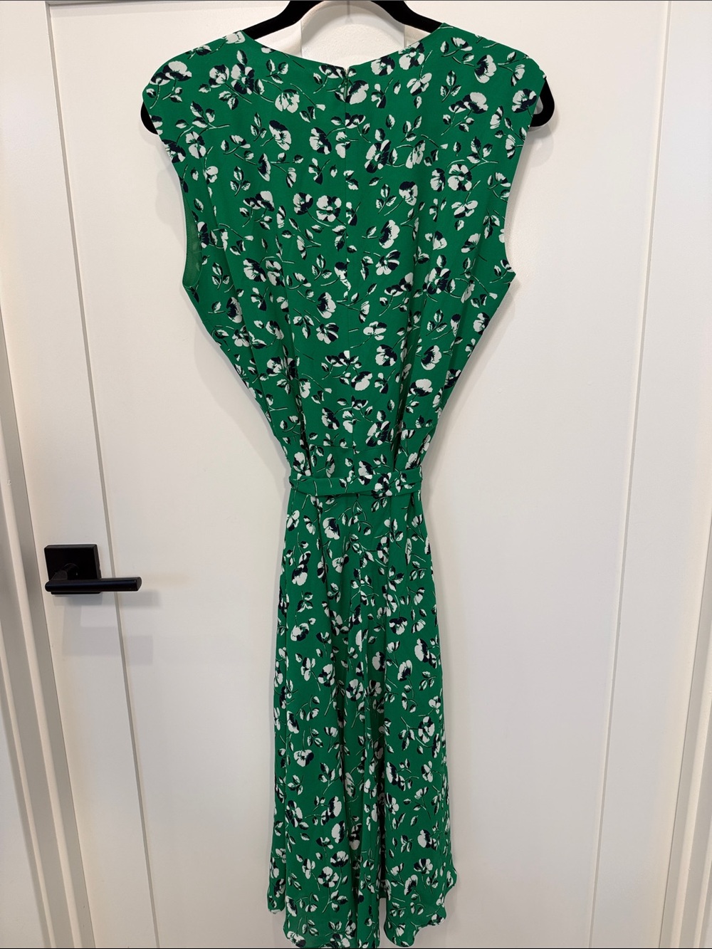 Lauren Ralph Lauren Emerald Green Floral Midi Dress with Waist Tie - Picture 4 of 8